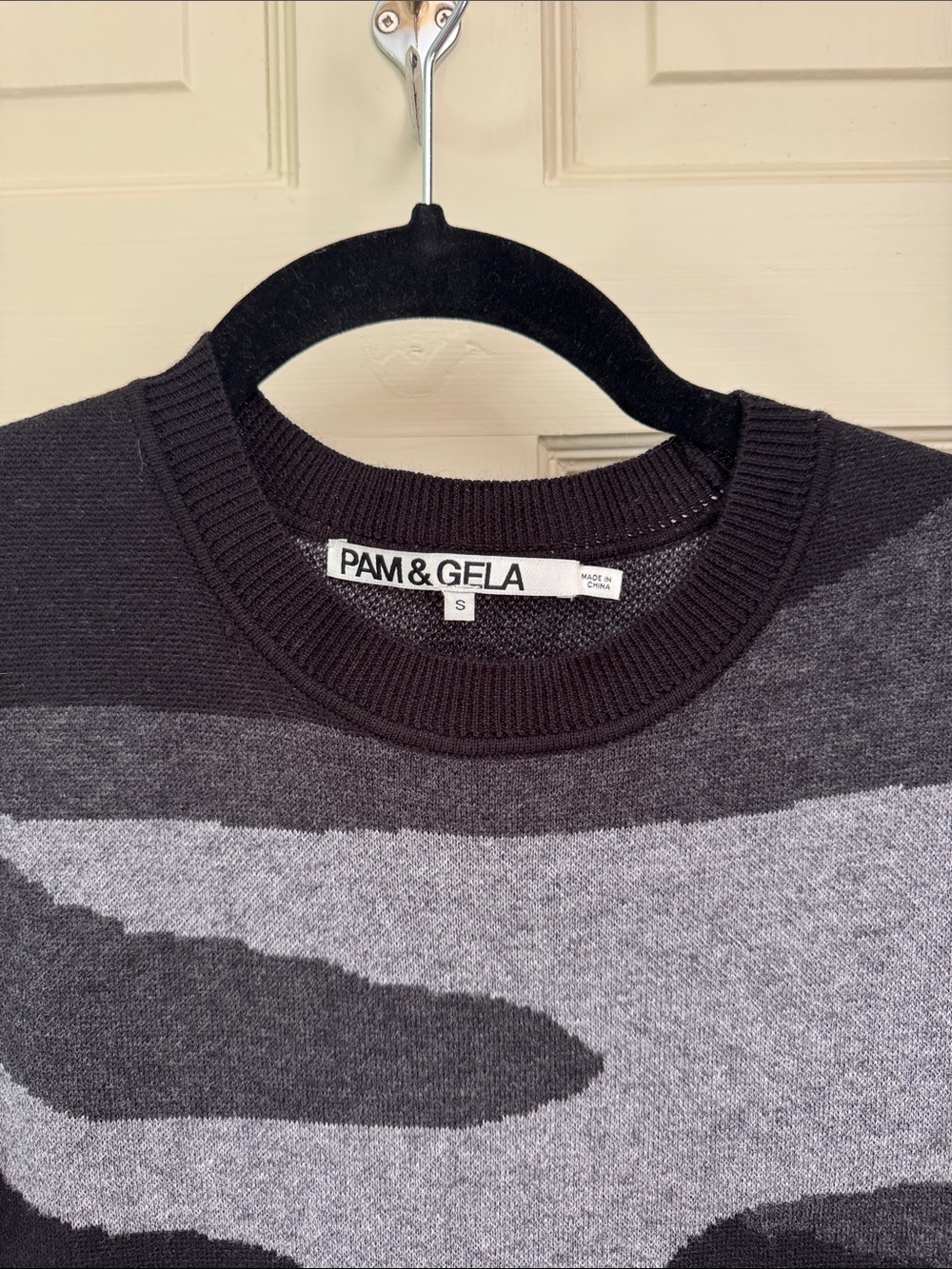 Pam & Gela Black and Gray Camouflage Knit Dress - Picture 4 of 5